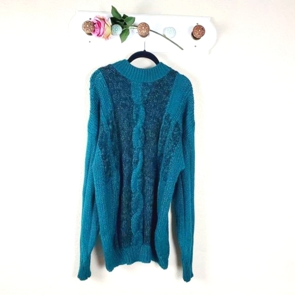 Cambridge Classics Teal Cable Knit Textured Sweater Unisex XL - Picture 1 of 11